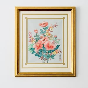 Original Chinese silk painting, Vintage watercolour painting by Lou Li Sai, Limited Edition Signed Painting