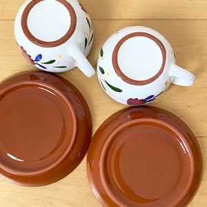 Terracotta Tasse A Cafe, Coffee Cups, Espresso Cups and Saucers, Hand-painted Coffee Cups, Set of 2 Cups image 8