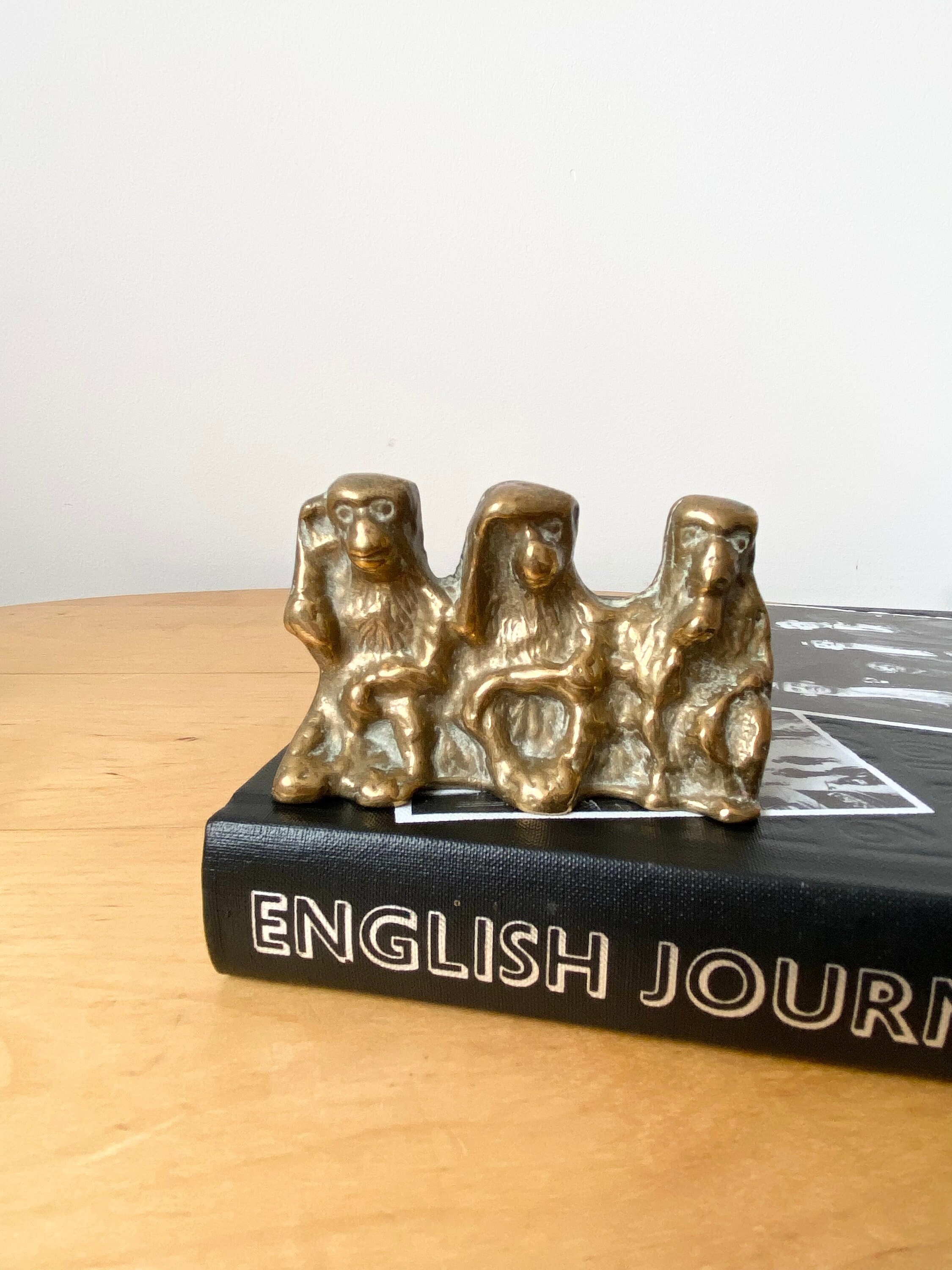 Brass Three Wise Monkeys, Paperweight, See No Evil, Hear No Evil Brass Three Wise Monkeys, Paperweight, See No Evil, Hear No Evil