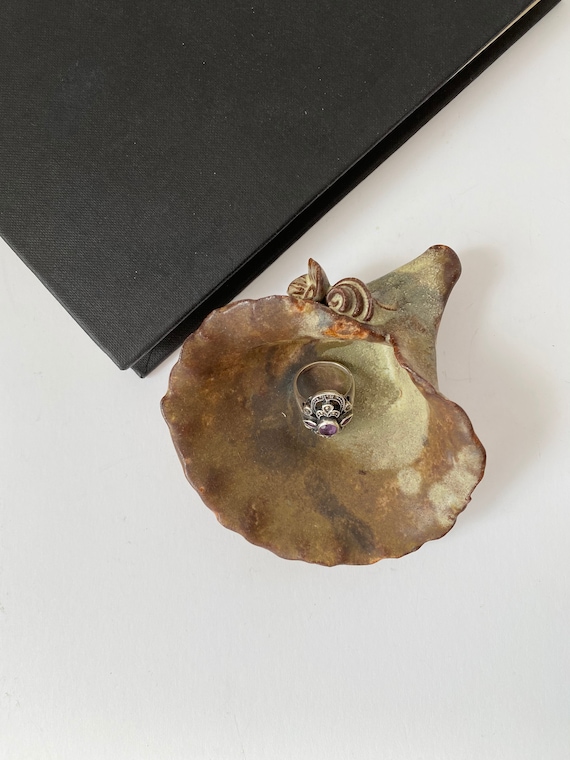 Pottery Ring Dish, Handmade Ring Holder, Small Flower Shaped Pottery Dish