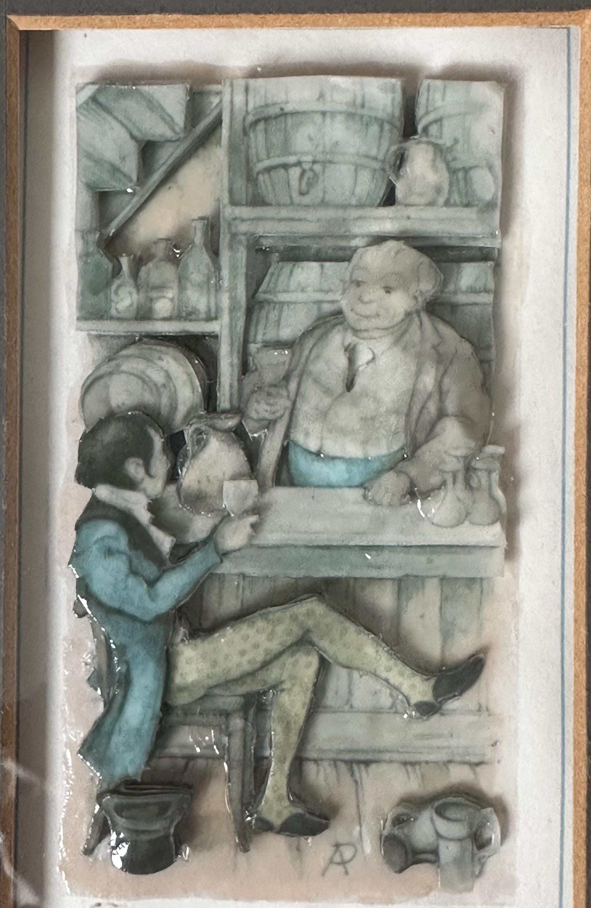Rare Vintage Framed 3D Decoupage Framed Print, Anton Pieck Paper 