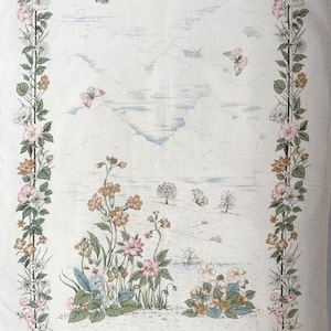 Cotton Tea Towel, Flowers Motif, Kitchen Towel, Tea Towel, Vintage Kitchen
