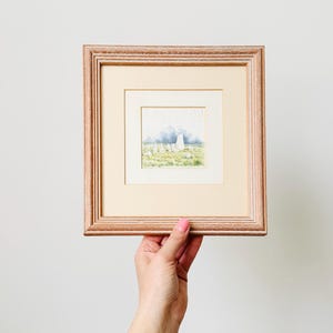 Dipinto ad acquerello originale, paesaggio, dipinto incorniciato