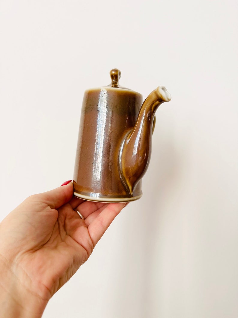 Pilivite Brown Luster Porcelain Coffee Pot, Pillivuy Coffee Jug, Brown Pot, French Coffee Pot image 1