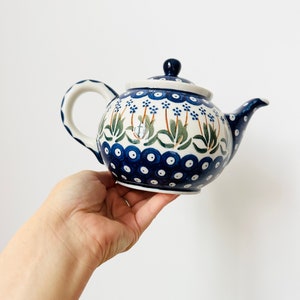Boleslawiec Pottery Teapot, Hand Painted Teapot, Floral Design, Polish Pottery image 10