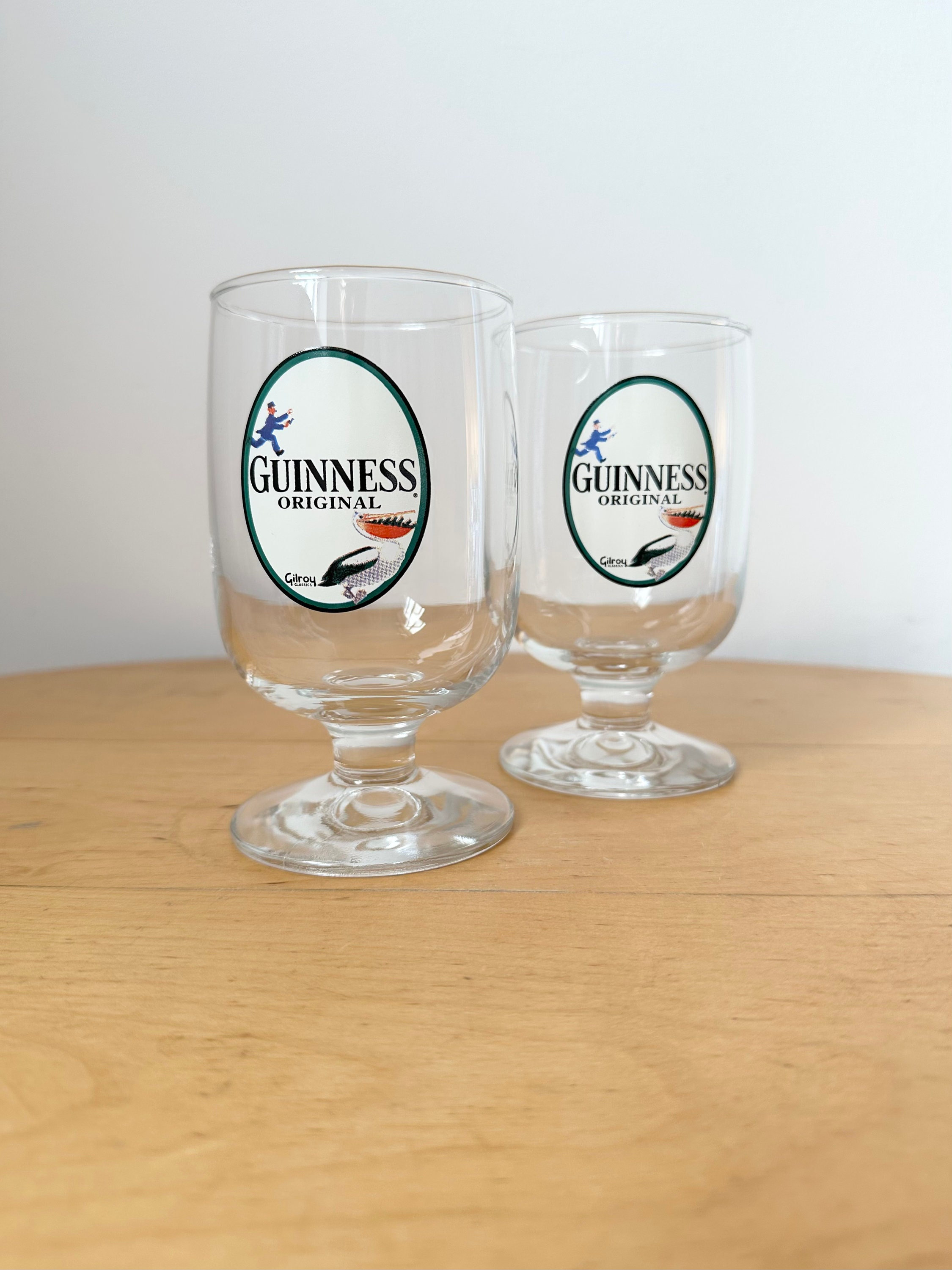 Pair of Guinness Beer Glasses, Collectable Special Edition Gilroy Classics  Goblets 