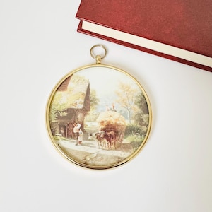 Framed Miniature Art Print, Hay Cart on a Village Street Carl  Harveng, Peter Bates