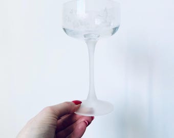 Avon Crystal Champagne Glass, Hummingbird