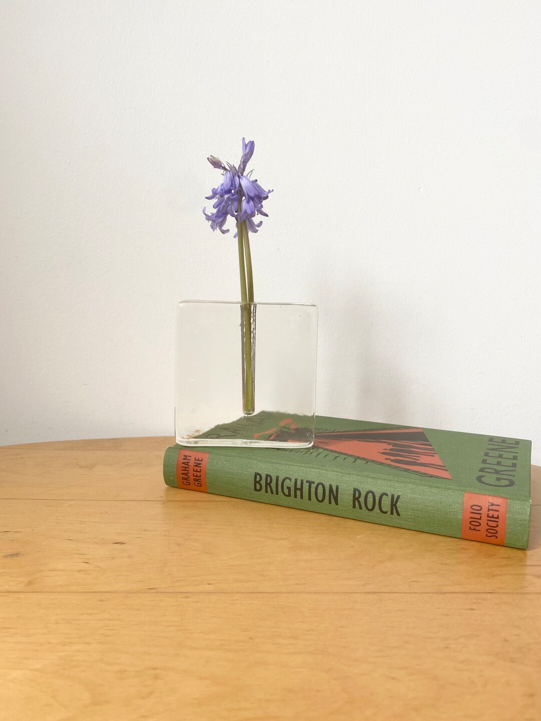 Vintage Glass Vase, Single Flower Vase, Block of Glass Vase, Clear