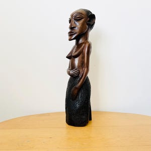 African Woman Wooden Statue, Hand-carved Sculpture, Zambia, Vintage Carving, African Art
