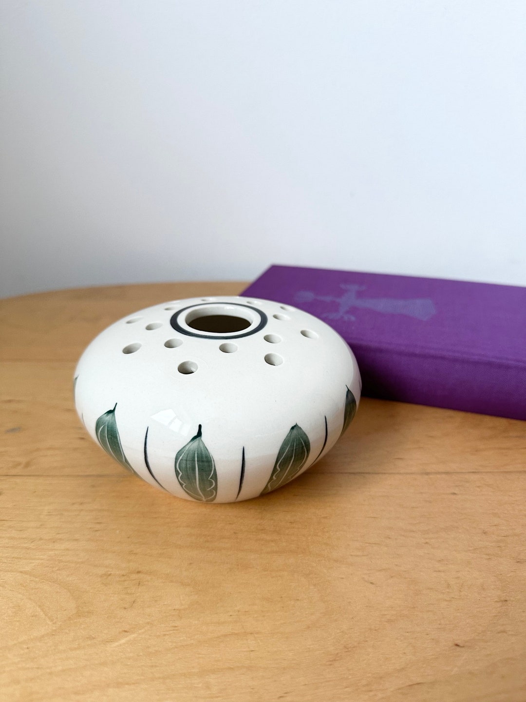 Jersey Pottery Vase Flower Frog Handpainted Pottery Bud Vase Etsy