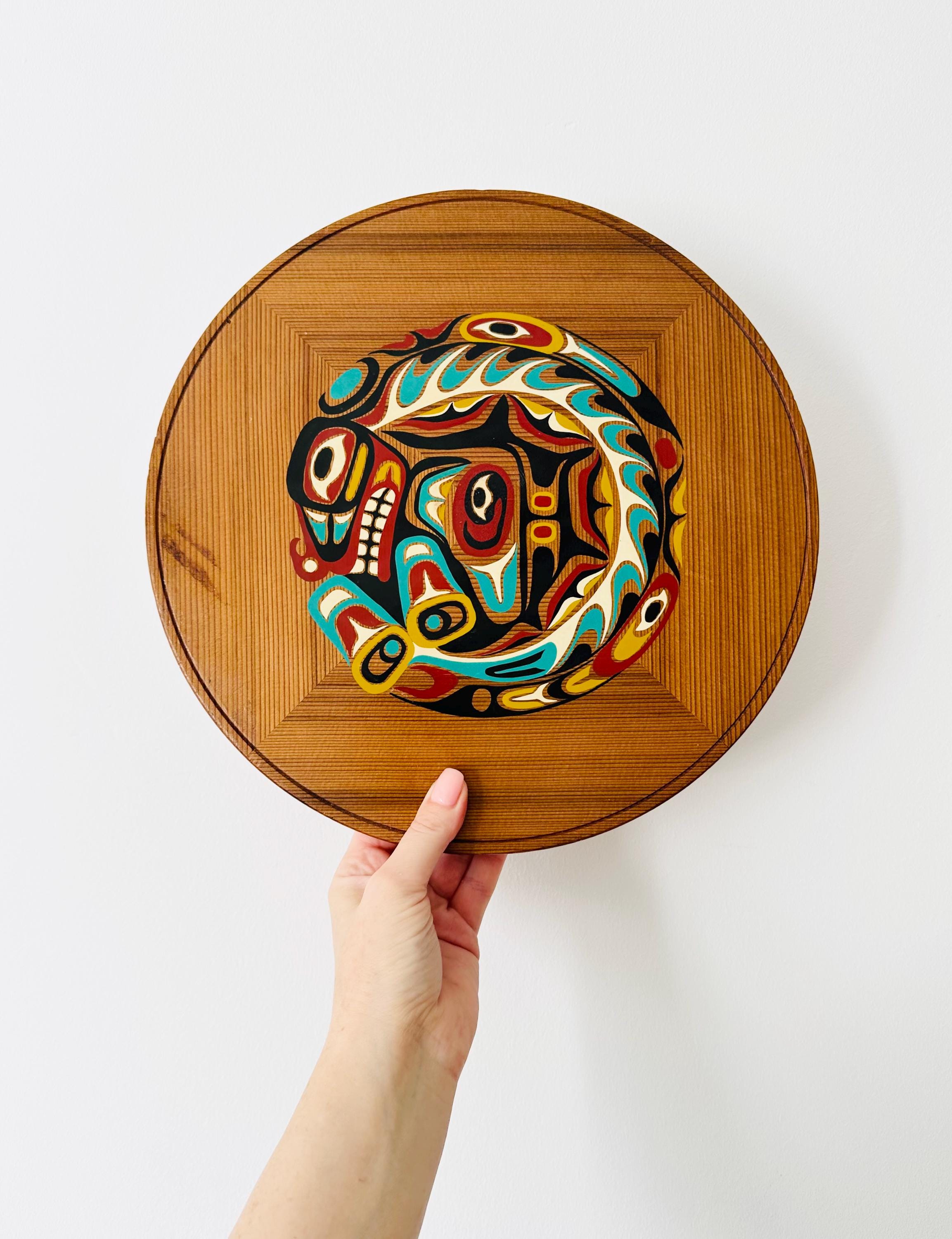 Canadian Native Art, Western Cedar Wood Wall Hanging, Raven and
