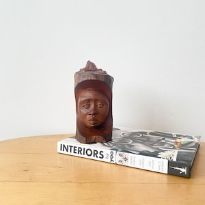 African Woman Wood Statue, Hand Carving, Women’s Bust, Head of African Woman, African Art