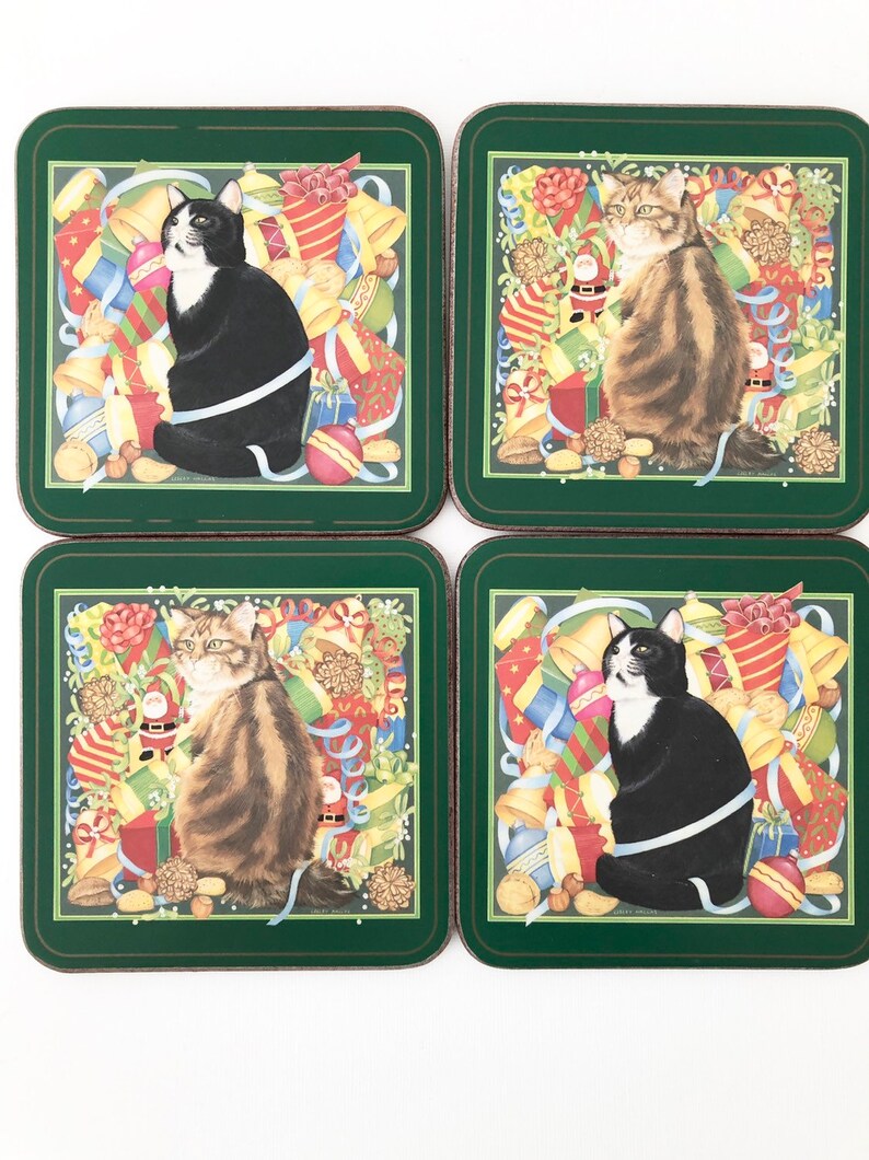 Pimpernel Coasters Cats Design Coasters Vintage Christmas Coasters Set Of 4 Coasters Gift For Cat Lovers