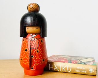 こけし人形、木製手描きの日本人形、赤こけし人形 - Etsy 日本