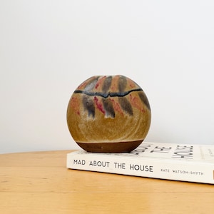 Kamini Vase, Studio Pottery Vase, Vintage Rustic Vase, Bulbous Vase