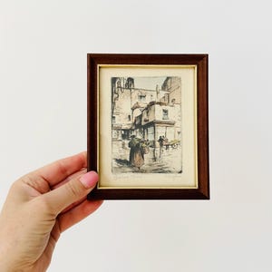 Vintage Shepards Bush London Etching,  Framed Print Art Print, Hand-coloured Etching