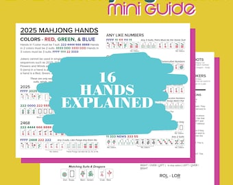 PRINTABLE 2025 Mahjong Hands Mini Guide, Instant Download, Mah Jongg cheat sheet, mahjong game, American Mahjong