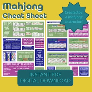 Foglio riassuntivo del Mahjong: Guida per principianti al Mahjong americano (download PDF)