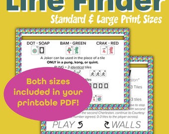 Mahjong Line Finder, PRINTABLE, digital download, American Mahjong, Mah jongg, cheat sheet