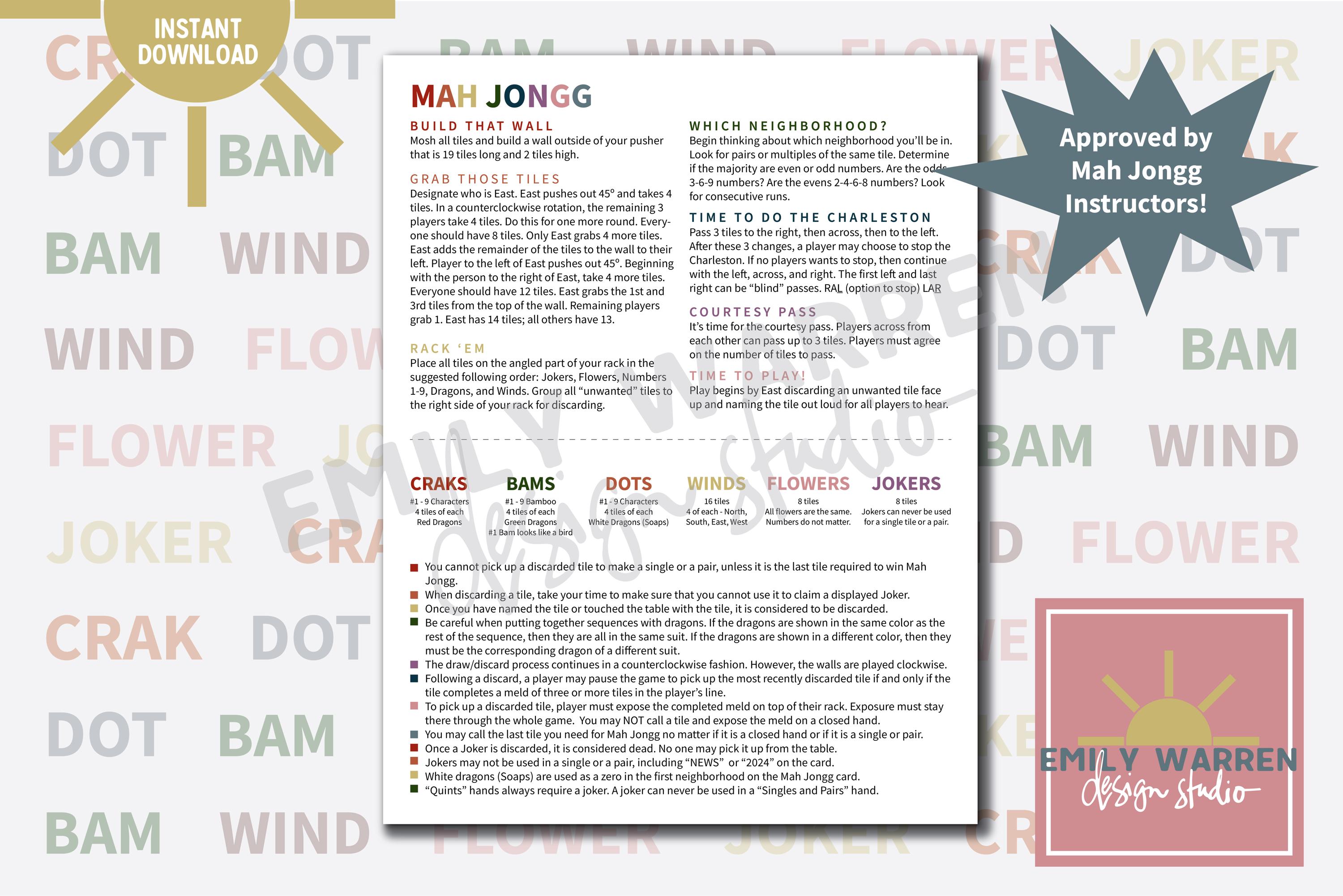 Mah Jongg Cheat Sheet Mahjong - Il Fullxfull.6414292254 Byq6 