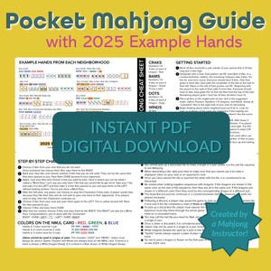 PRINTABLE Pocket 2025 Mahjong Cheat Sheet, Instant Download, Mahjong Board Game, American Mahjong, NMJL cheat sheet, Mah jongg, card