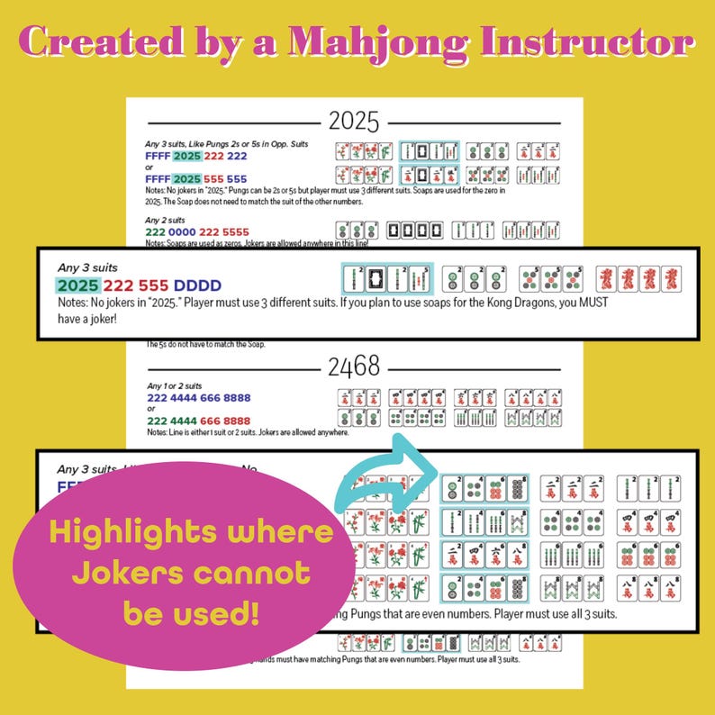 2025 Mahjong Card Guide: NMJL Cheat Sheet for Beginners (PDF Download) image 2