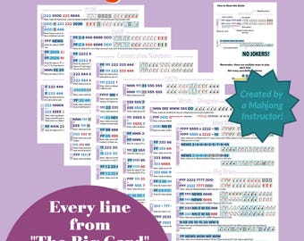The Big Card - Guide for Mahjong Play (not the NMJL card!)