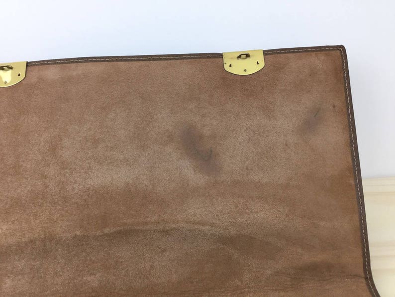 men/'s carry bag top handle briefcase expandable leather attache bag Vintage 70/'s Men/'s brown leather attache
