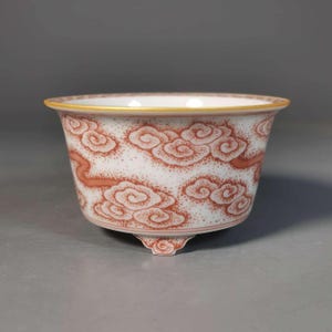 Fully Handmade and Hand-Painted Underglaze Multicolor Cloud Pattern Bonsai Pot – Artistic Piece