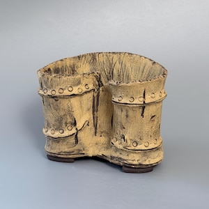 100% Handmade Yixing Zisha Twin Tube Twisted Bamboo Joint Bonsai Pot