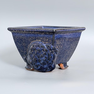 Jun Ware Starry Blue Glaze Sculptural “Money Toad” Bonsai Pot