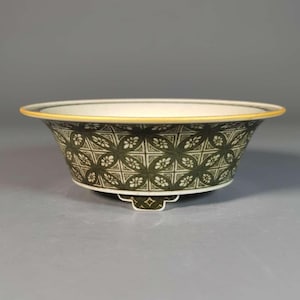 Hand-Thrown Underglaze Polychrome Bonsai Pot | Antique-Style Nomi Glaze Floral Pattern | Fine Art Porcelain Planter | Collector Piece