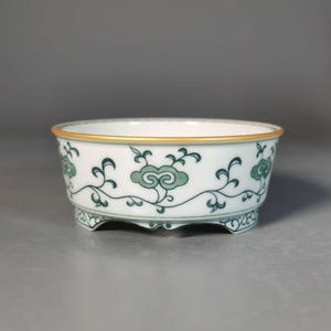 Hand-Thrown Underglaze Polychrome Bonsai Pot with Ruyi Motif  Handmade Porcelain Planter with Certificate