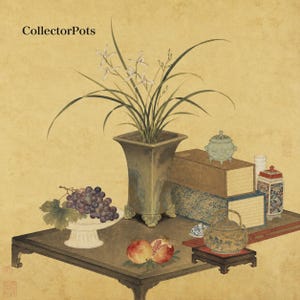 Antieke stijl Lu-Jun Cloud-Mist geflambeerde geglazuurde taille-vernauwde vierkante Fangzun-orchideeënpot