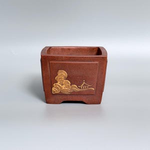 Maceta de bonsái antigua de Yixing Zisha para ventana cuadrada de pared recta