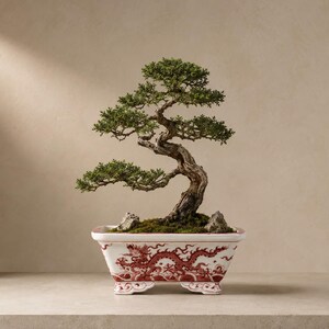 Hand-Painted Ming-Style Dragon Bonsai Pot | Wucai Underglaze Rectangular Container