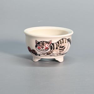 Hand-Painted Wucai Cat Yarn Ball Planter – Folk Art Ceramic Pot