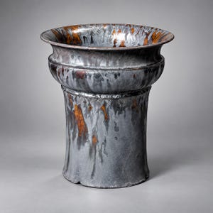 Handmade Molten-Copper Lava-Glazed  Ceramic Planter  |  Ø 5.83" × H 6.42"