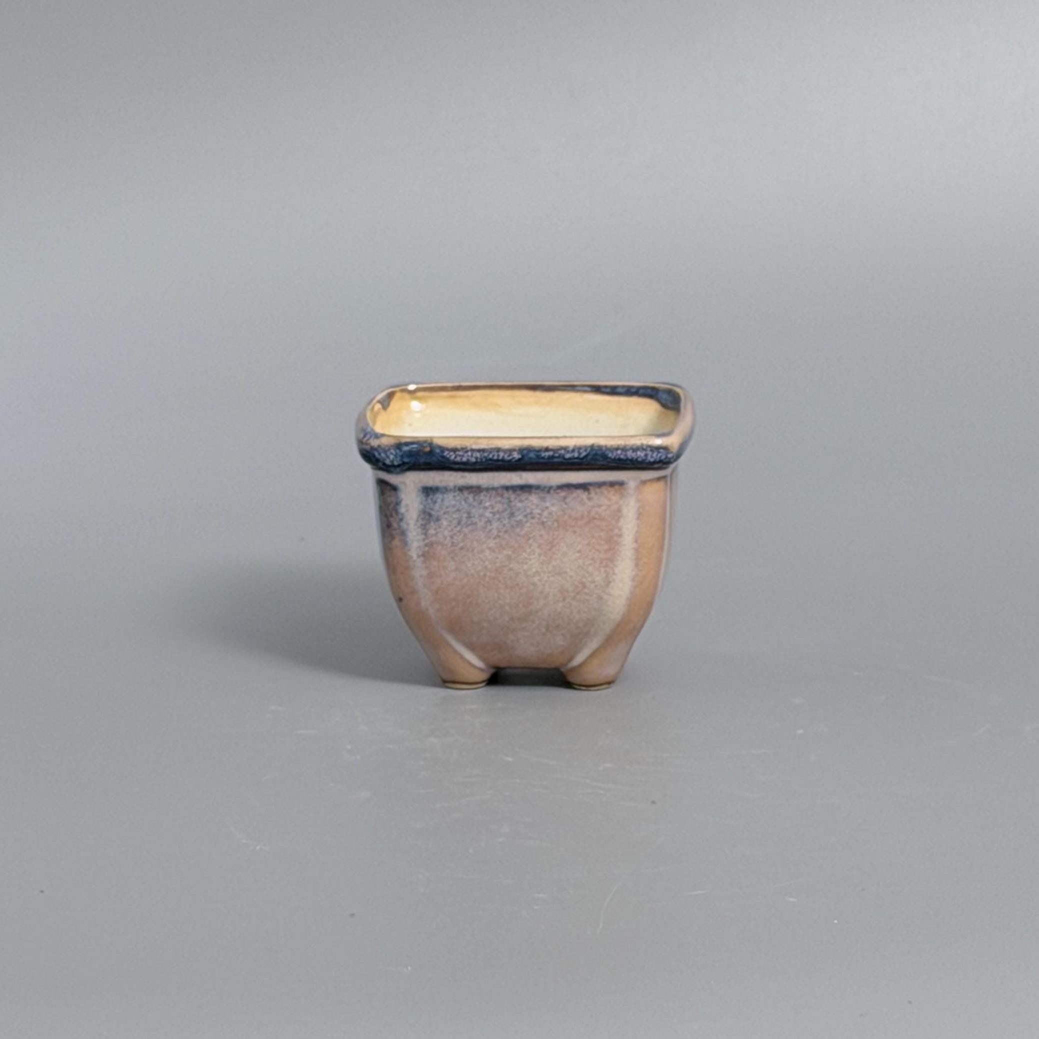 Miniature Square Bonsai Pot: Purple Haze Kiln-transmutation Glaze