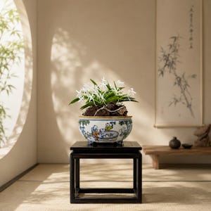 Hand-Thrown Underglaze Blue & Doucai ‘Children at Play’ Bonsai Pot with Gilt Rim