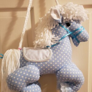 Light Blue with White Polka Dots Stuffed Pony/Horse Gender Neutral Baby Shower Gift #151