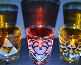 Zelda etched shot glass set of 3 fan art