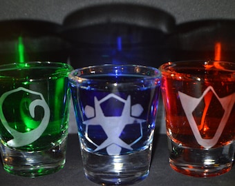 Legend of Zelda spirit stones etched shot glass set of 3 fan art