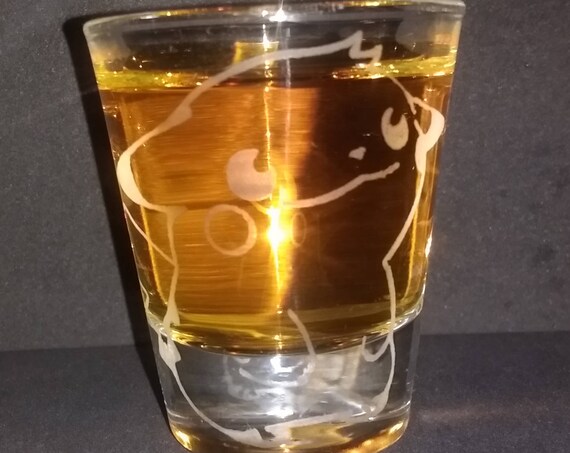 Pokemon Pikachu cute etched shot glass fan art