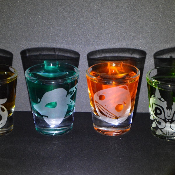 Legend of Zelda Majoras Mask etched shot glass set of 4 fan art
