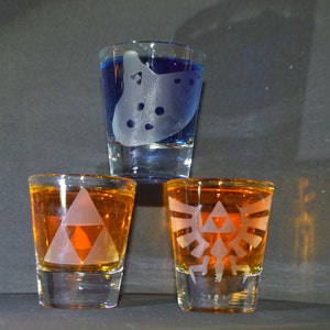 Zelda etched shot glass set of 3 fan art