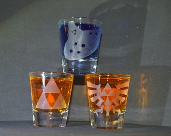 Zelda etched shot glass set of 3 fan art