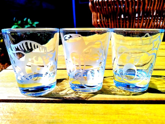 Kirby etched shot glass set of 3 fan art