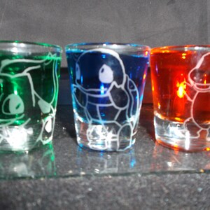 Pokemon starter etched shot glass set of 3 fan art image 2
